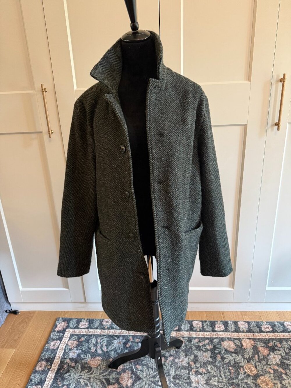 Bonobos Italian Wool Olive Green/Gray Overcoat - M Slim Fit